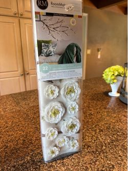 New White Blossom Branch Embellishments 22- Piece Wall Decal