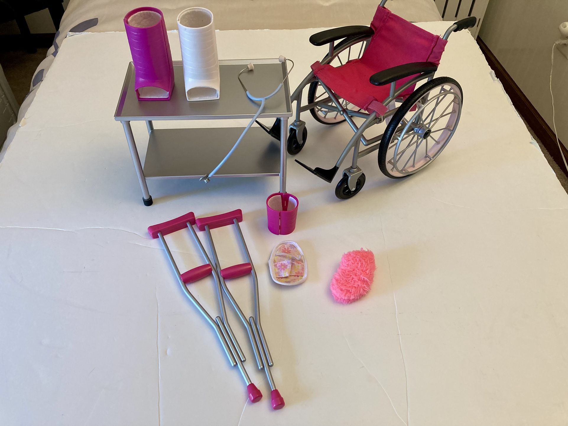 Our Generation/Battat 18” Doll Wheelchair, Crutches, Stethoscope & Accessories