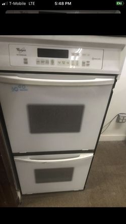 White whirlpool double oven with warranty