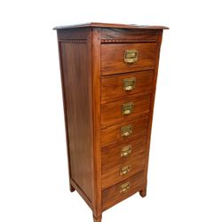 Antique Tall Narrow Chest of Drawers Mahogany Wood W Brass Hardware