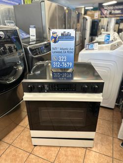 Samsung Bespoke 30 in. 5-Burner Element Smart Slide-In Electric Range in White Glass with Air Fry and Safety Knobs