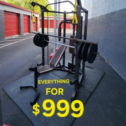 $999 EVERYTHING-COMBO as appear. 
Smith&Bench HomeGym, Weight plates included