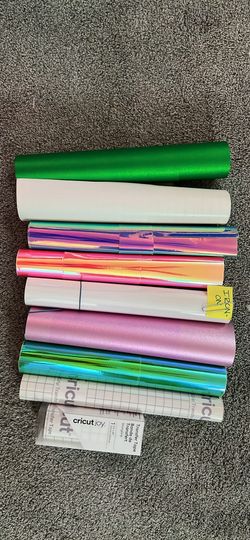 (11) Cricut Vinyls | (1) Iron on Sheet Roll | (2) Strong Grip Transfer Tape