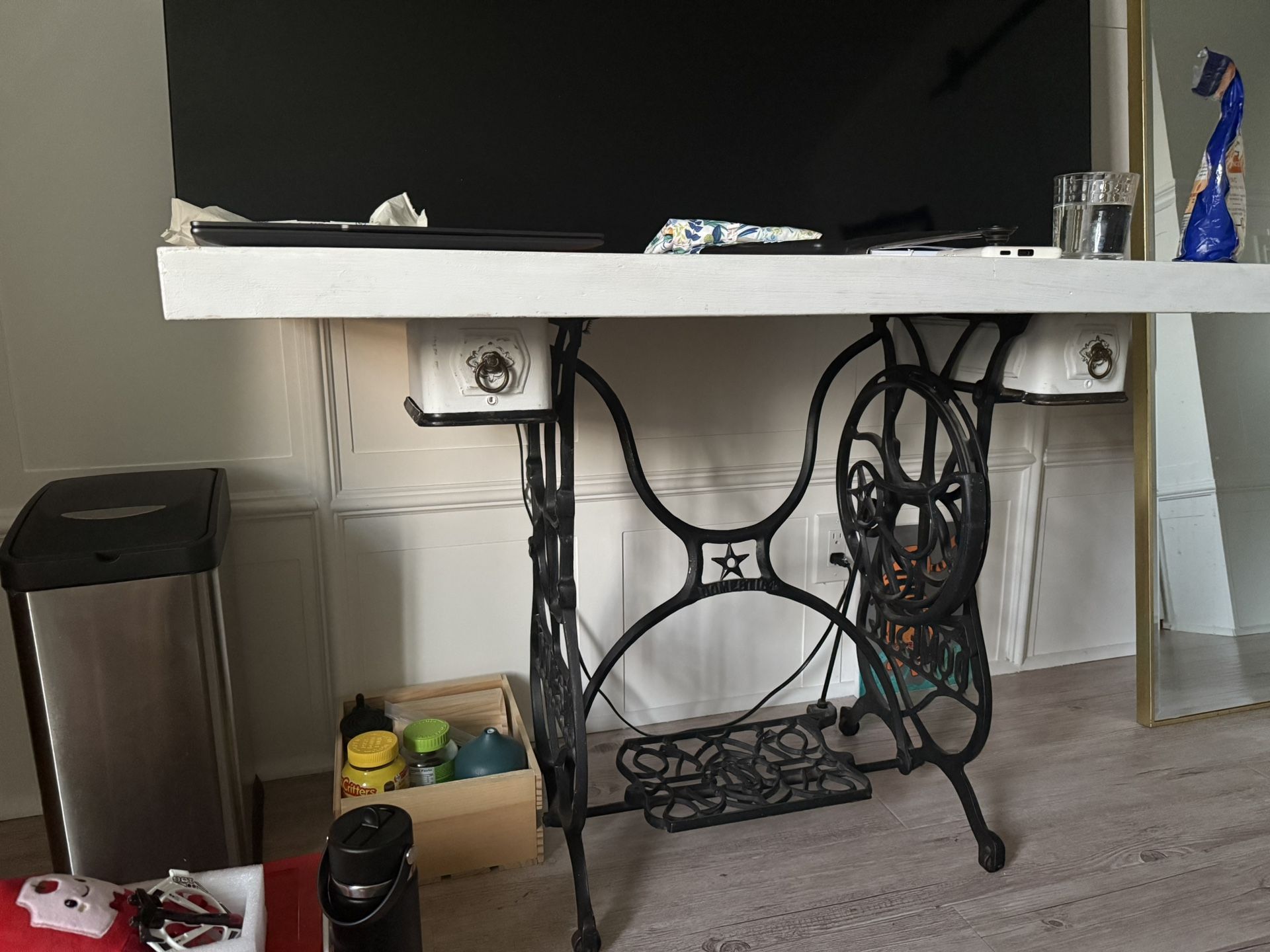 Old Fashion Sewing Machine Table