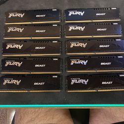 5× Kingston FURY Beast 32GB Kits (2×16GB) DDR5-5200 MHz RAM