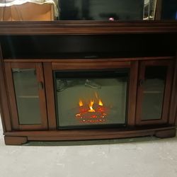 Modern Espresso TV Stand with Electric Fireplace