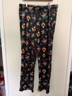 SPONGEBOB PATRICK CHRISTMAS TREE LIGHTS POLYESTER LOUNGE PAJAMA PANTS Men’s XL