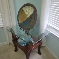 Antique Table w/ Glass Top
