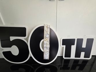50th Birthday numbers, sash, plates and napkins