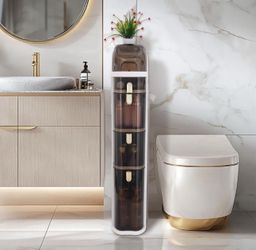New Bathroom Floor Cabinet, Narrow Bathroom Storage Cabinet, Mobile and No Installation Required, Perfect for Small Space Laundry Rooms, Toilet Areas
