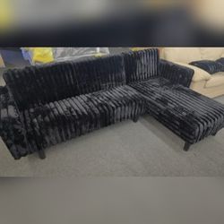 BLACK Jumbo corduroy Reversible Click Clack Sectional Sofa w/ sleeper bed with  USB & Pillows