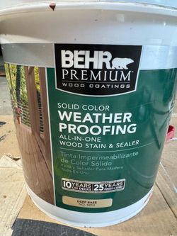 Behr Premium Wood Coating Solid Color Weather Proofing  All In One Stain & Sealer for Decks & Fences - Redwood