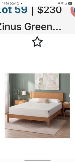 12" zinus queen size green tea  memory foam mattress