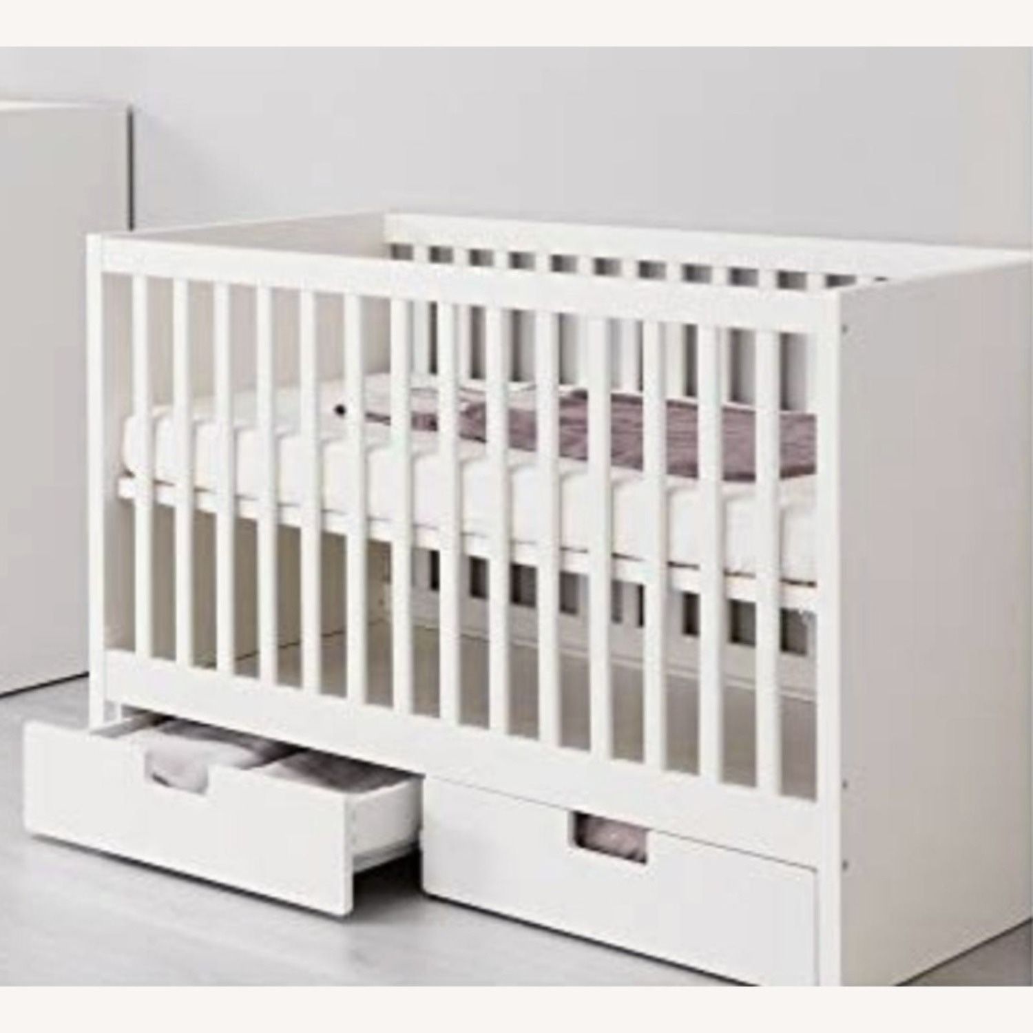 IKEA White + Pink Stuva Crib with 2 Drawers for Sale in Irwindale 