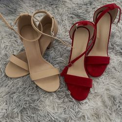 Women Heels Red& Nude
