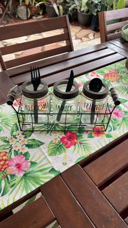 Mason Jars In Metal Basket