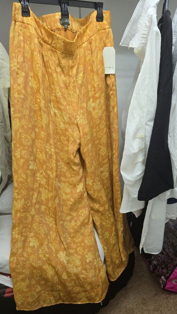 Women Wide Leg Linen Palazzo Trouser