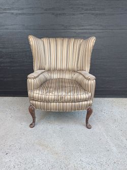 Vintage Striped Wingback Armchair