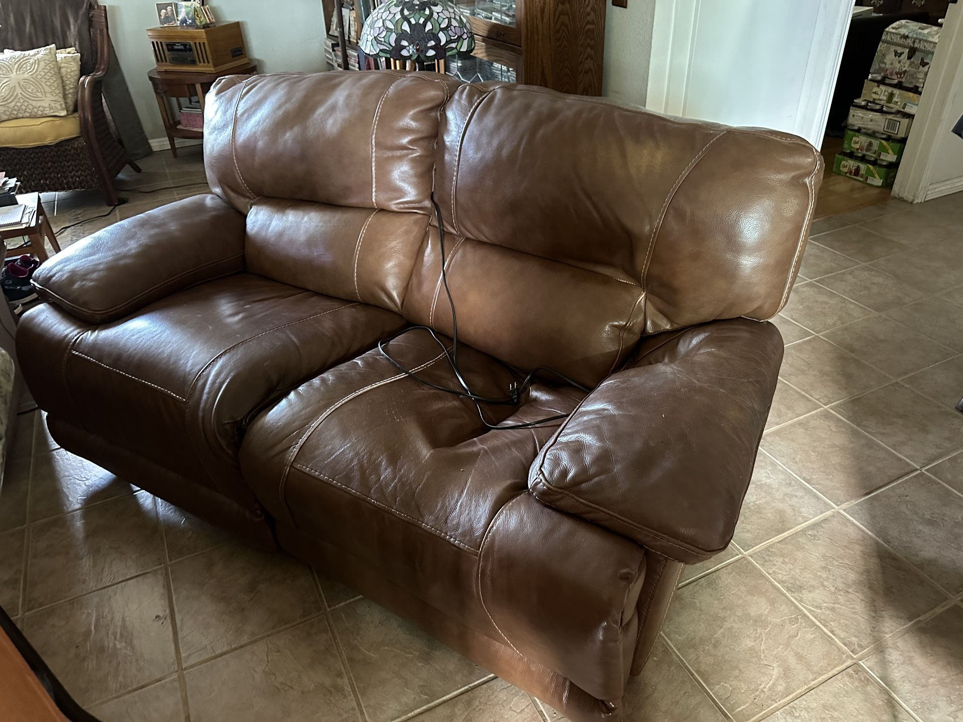 Leather Loveseat Electric Reclining