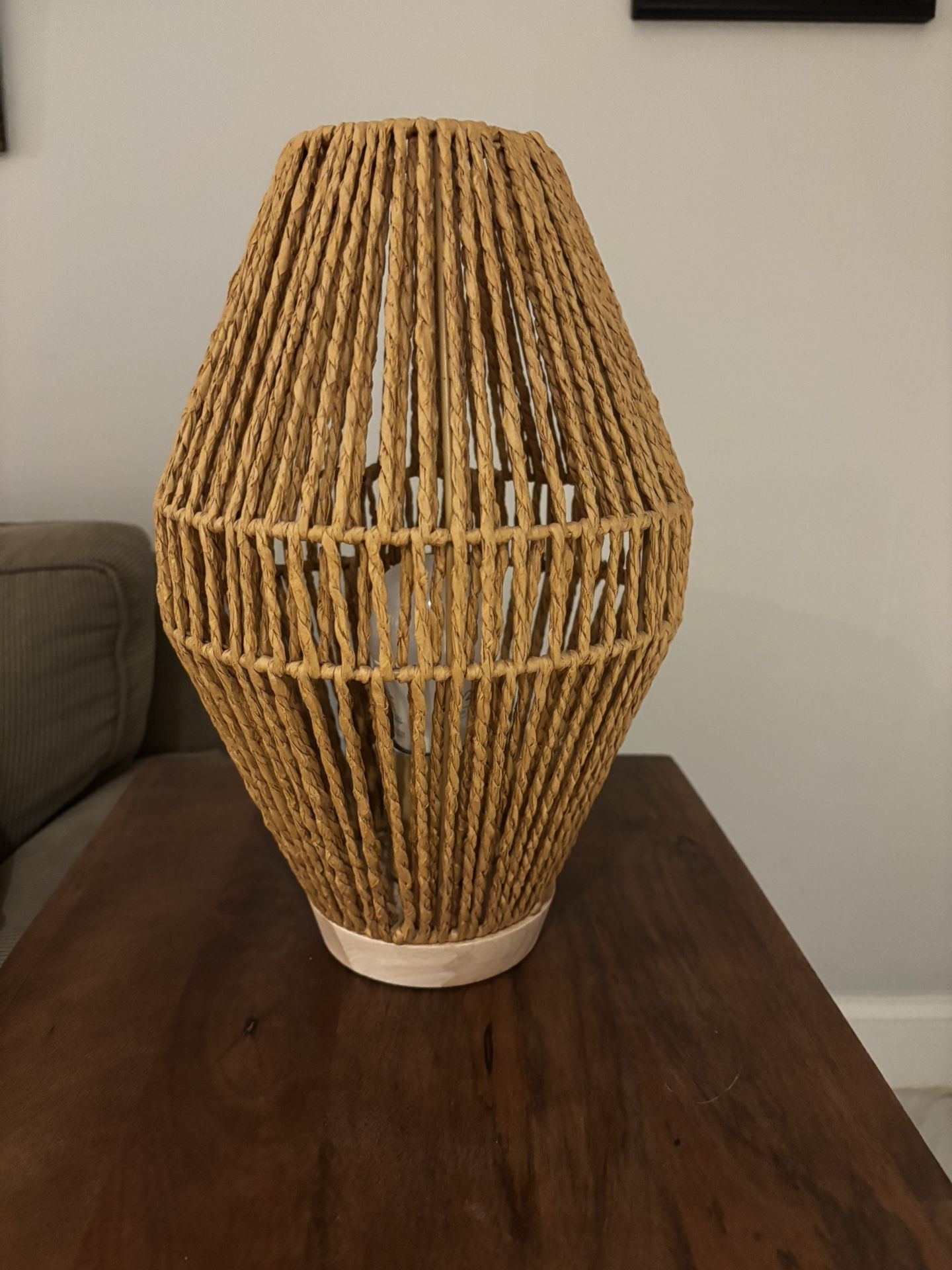 West Elm Woven Raffia Accent Lamp 12” H x 8” W