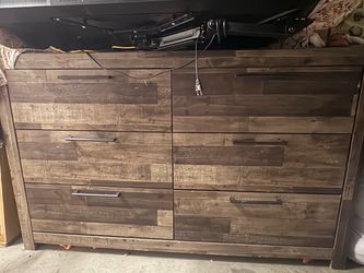 6-Drawer Wood Dresser Rustic Brown