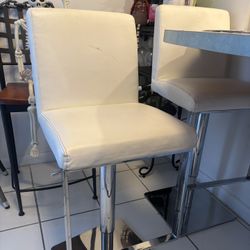 3 White Leather Swivel Island Chairs – $15 Each (Pickup Only)
