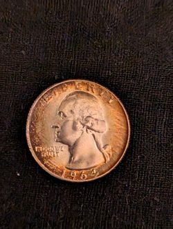 1964d Gem Beautiful UNC Silver Quarter Rainbow Toned