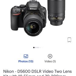 Nikon - D5600 DSLR Video Two Lens Kit with 18-55mm and 70-300mm Lenses
