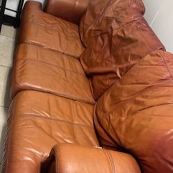 Orange Leather Couch 