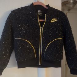 Nike Black And Gold Fleece Jacket Size M 