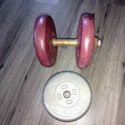 Weights w/ small bar ( dumbbell )