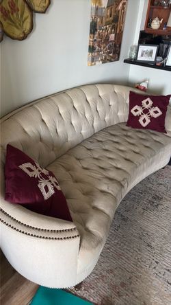 Deep Comfy Cream Sofa with side chair