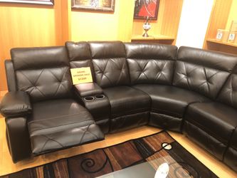 Reclining Black bonded leather sectional sofa