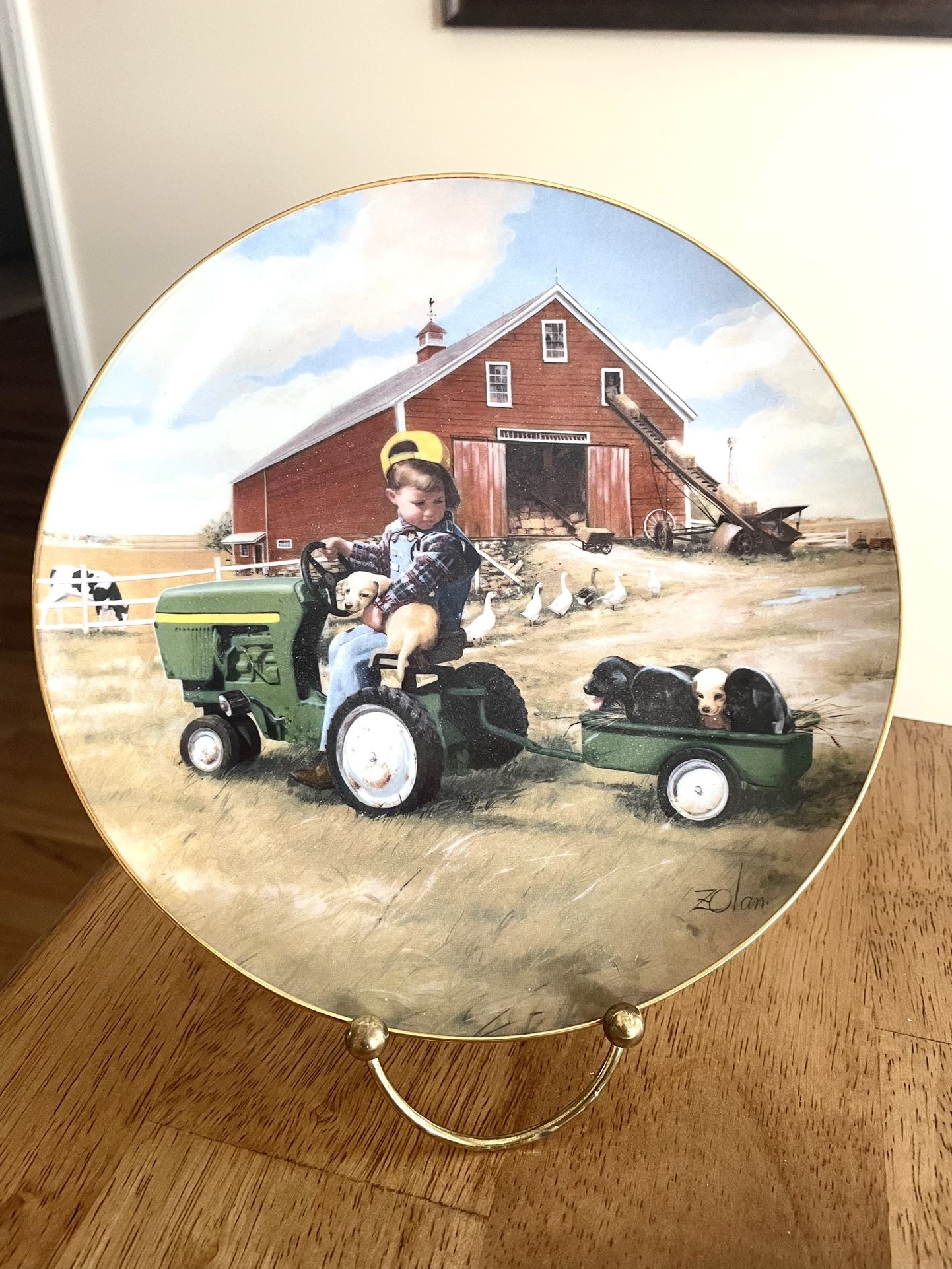 Danbury Mint “Tractor Ride” #A6178 Collectors Plate by Donald Zolan Collection Little Farmhands.