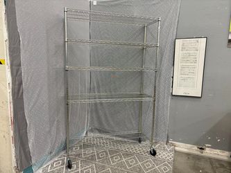 76″ 5 Tier Rolling Metal Utility Shelf