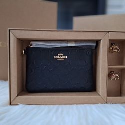 NWT Black COACH Wristlet And Charms Box Set