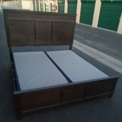 KING BED FRAME WITH BOX SPRING 