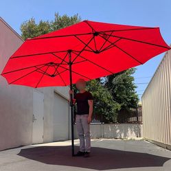 New in box $95 Large 15 FT Double Sided Umbrella Outdoor Patio Garden Yard (Weight base not included)
