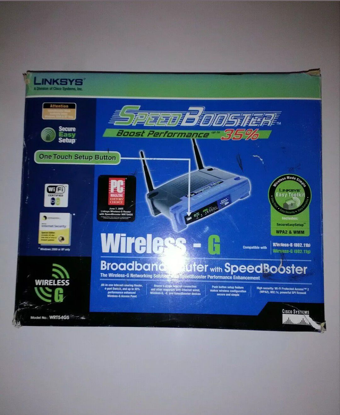 Linksys WRT54GS 4-Port 10/100 Wireless G Router Speed Booster New Sealed 2.4ghz