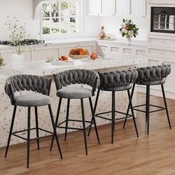 4 Gray Bar Height Chairs 30 In Tall