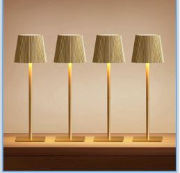 LUTEC 4 Pack Cordless Table Lamp,6000mAh Rechargeable Battery Operated Desk Lamp,Two Adjustable Heights,Waterproof, Touch Control & 3 Color Stepless D