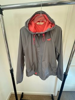 Hollister Women’s Gray & Pink Hooded Jacket – Medium
