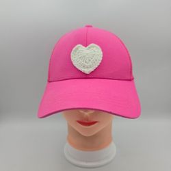 Women's No Boundaries PinkTrucker With  WhiteHeart Adjustable SnapbackHat