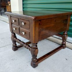 Vintage 1970's Knotty Pine Side Table - Like New Condition