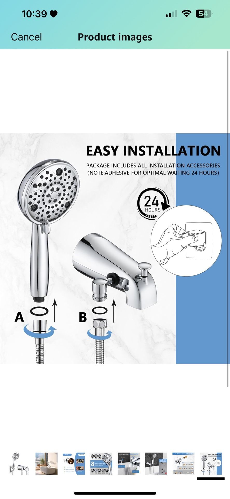 Slip-On Tub Spout with Diverter, High Pressure 8 Settings Hand Held Shower, All Metal Bathtub Faucet with Sprayer Chrome