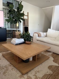 West Elm Wallace 36" Square Coffee Table, Blonde wood
