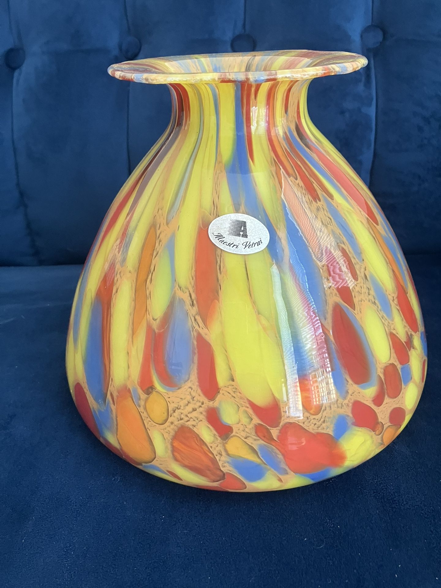 Murano Glass Vase Colorful Spot/Made in Italy