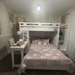 Bunk Bed Full/Twin Loft With Bookcase and Desk