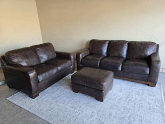 Leather Sofa, Loveseat, and Ottoman Set