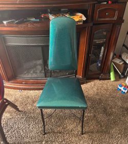 Vintage Diner Stack Chair Green Vinyl Black Fram